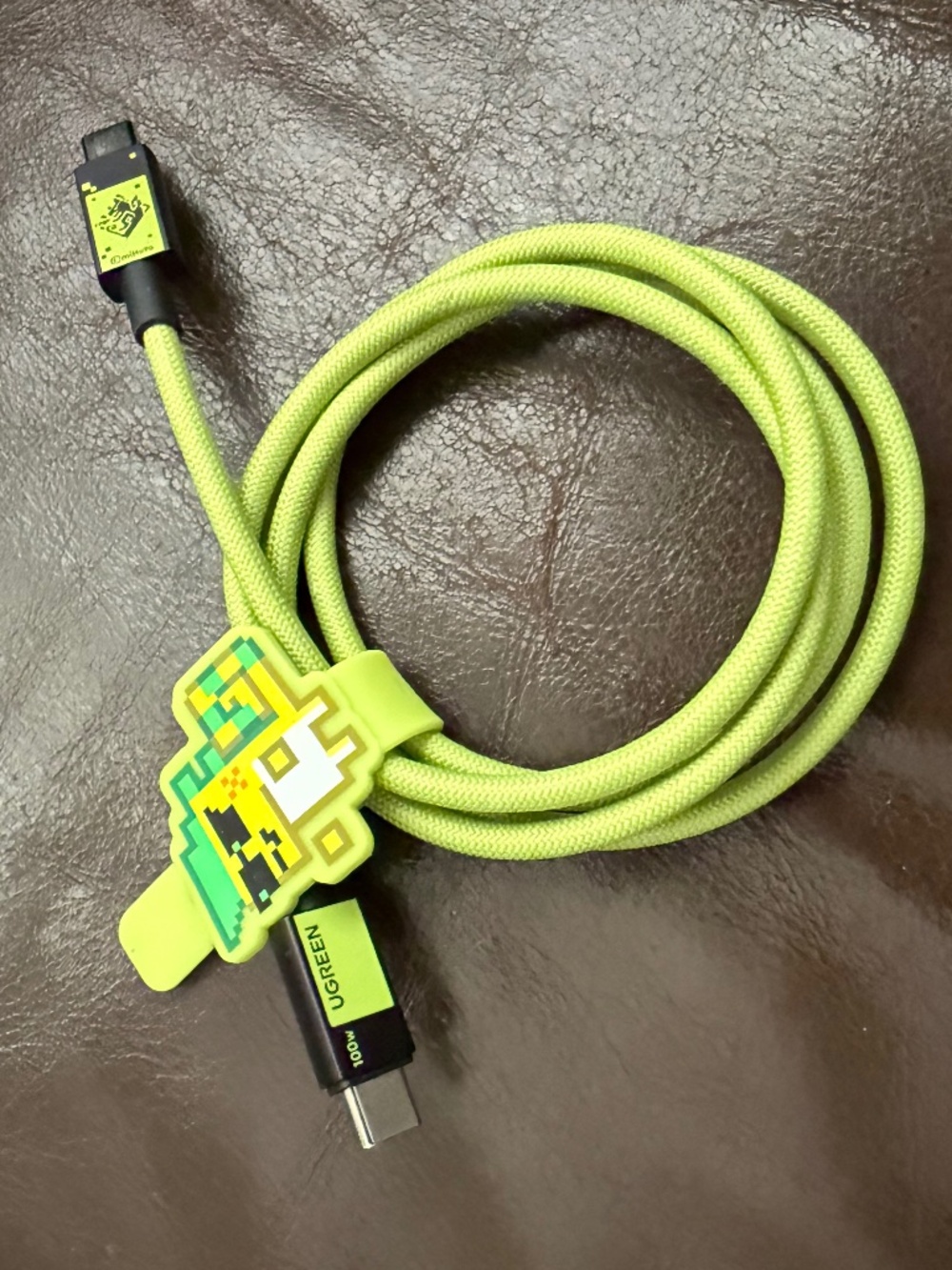 UGREEN Genshin Impact 100W USB-C Cable Fast Charging Kinich Ajaw Green Braided